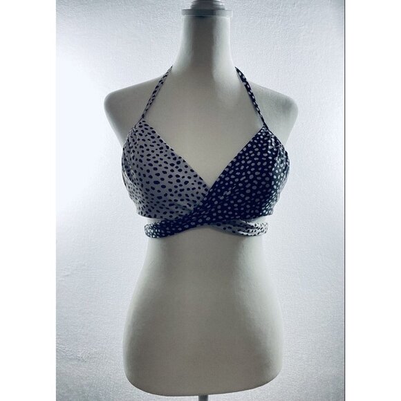 Victorias Secret Womens 34C The Wrap Halter Bikini Top Black White Underwire - Picture 2 of 10